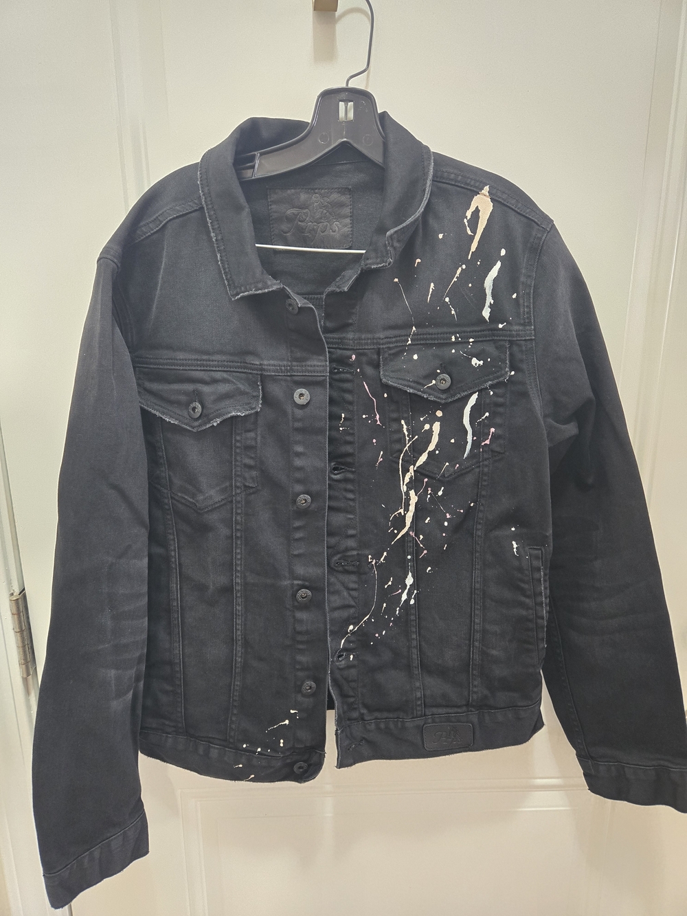 PRPS Black Denim Jacket with Paint Splatter